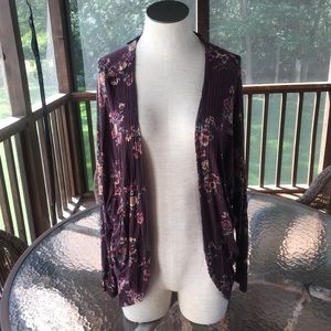 3 for $15 Maroon/Deep Purple Floral Cardigan